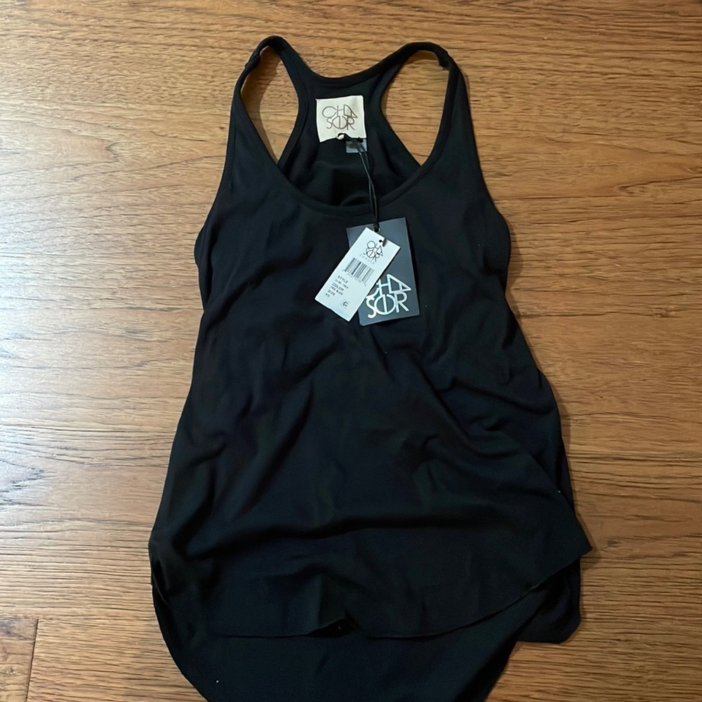 NEVER WORN BEFORE black Chaser tank top with built in bra